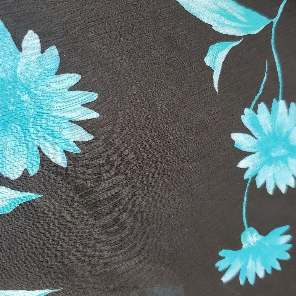 Studio I Blue Floral Pullover Lightweight Material Crepe Dress 14 Sheer O… - Picture 14 of 16